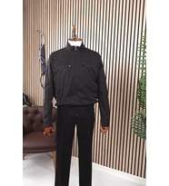 Jan Carlucci Slimfit Beli Lastikli Siyah Yazlık İnce Mont