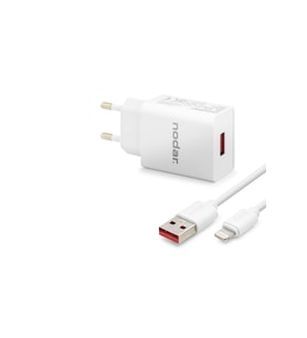 Lightning Hızlı Şarj Seti 12W 2.4A Usb Adaptörlü - Beyaz ND1001