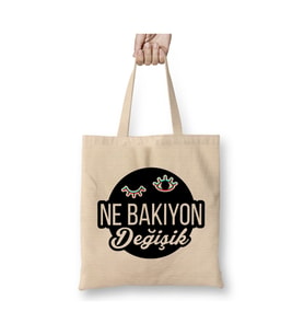 Ne Bakıyon Değişik Beyaz Bez Çanta Uzun Saplı Alışveriş Çantası Plaj Çantası