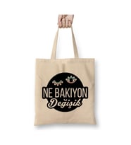 Ne Bakıyon Değişik Beyaz Bez Çanta Uzun Saplı Alışveriş Çantası Plaj Çantası