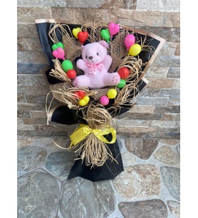 Pembe Peluş Ayıcık Buketi Hediye Kutulu