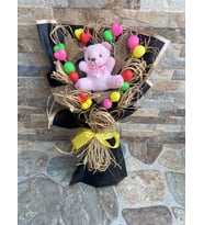 Pembe Peluş Ayıcık Buketi Hediye Kutulu