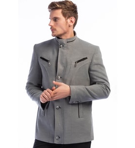 K7126 DEWBERRY ERKEK KABAN-GRİ