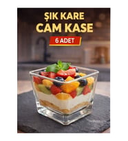 6’lı Magnolia Cam Kare Kase Seti, Puding ve Dondurma Sunumları