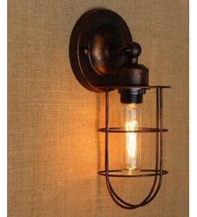 RİOLİGHT,RETRO,RUSTİK,VİNTAGE1 BAKIR1 ESKİTME MAFSALLI HAREKETLİ BAŞLIK 1XE27 DUYLU KAFES DUVAR APLİK (Siyah-Bakır)