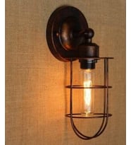 RİOLİGHT,RETRO,RUSTİK,VİNTAGE1 BAKIR1 ESKİTME MAFSALLI HAREKETLİ BAŞLIK 1XE27 DUYLU KAFES DUVAR APLİK (Siyah-Bakır)