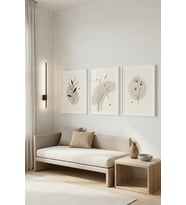 Minimalist Botanik Çizimler 3’lü Ahşap Çerçeveli Tablo Seti
