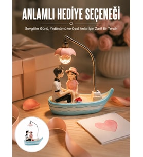 Oturan Çift Figürlü Led Masa Lambası Romantik Hediye Yeni Nesil