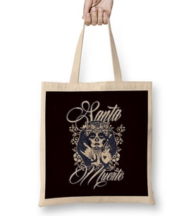 Santa Muerte Female Deity Mexican Dead Sugar Skull Satanic Bez Çanta Uzun Saplı