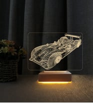 Yarış Arabası Tasarımlı Kişiye Özel İsimli 3d Led Masa Lambası Doğum Günü Hediyesi Lamba