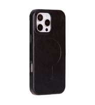Apple iPhone 16 Pro Max uyumlu, Hakiki Deri, El Yapımı Kılıf, Parlak Siyah