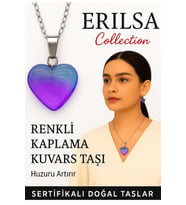 Sertifikalı Renkli Kaplama Kuvars Taşı Kolye (Mavi Mor) – Spiritüel Farkındalık ve İletişim Gücü (Çok Renkli)