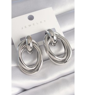 Pirinç Gümüş Renk Oval Sarmal Model Kadın Küpe (Karışık)