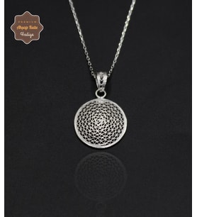 Küçük Halka Model 925 Ayar Saf Gümüş Telkari Kadın Kolye 201024653