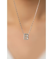 Elika Silver Kadın Üç Boyutlu B Harf  Model 925 Ayar Gümüş Kolye