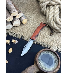 Piknik Çakısı Kamp Outdoor Bıçak Deri Kılıflı Paduk Ağacı Saplı Kamp Mutfak Bıçağı Katlanabilir Çakı