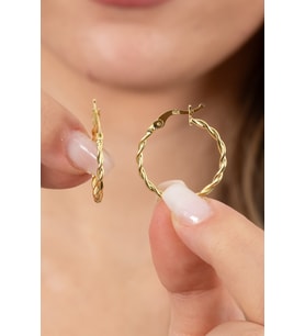 925 ayar gümüş küpe altın yaldızlı çift burma şarnel halka küpe SGTL13158GOLD