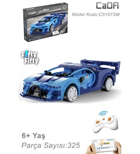 Cada Mavi Yarış Arabası Uzaktan Kumandalı -C51073W (325 Parça) Oyuncak Yapım Seti