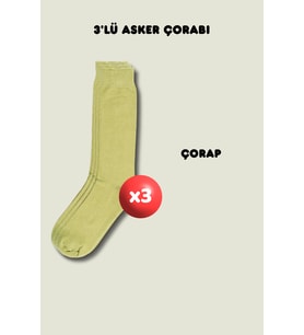 3'lü Çorap Askerlik Seti - Temel ve Bedelli Askerlik Malzemeleri (Haki)