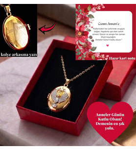 Kişiye Özel İsimli Anka Kuşu Çelik Kolye - İçine Fotoğraf Konulabilir - Anneler Günü Kartlı Hediye Paketli (Altın)
