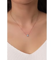 925 Ayar Gümüş Rose Kaplama Firuze Beyaz Zirkon Taşlı Güneş Kolye