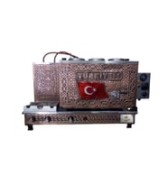 3 demlikli Bakır çay ocağı Türkiyem yazılı Bayrak Model 3 Gözlü Bakır Çay Kazanı Sadece Elektrikli Bakır Çay Semaveri ETS sistemli Bakır Çay Makinesi
