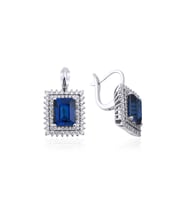 7.95 Karat Laboratuvar Pırlanta Safir Küpe - HRD Sertifikalı