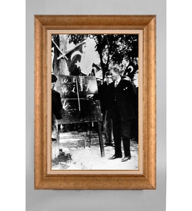 Altın Varaklı Çerçeveli Paspartulu Atatürk Tablo a623 (Gold)