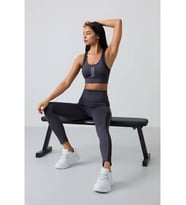Tommy Life Antrasit Polyester Esnek Standart Fit Performans Kadın Tayt Takım 95332