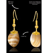 Sertifikalı Amorf Model Bal Kalsit Taşı Küpe - Gold Renkli (Sarı)