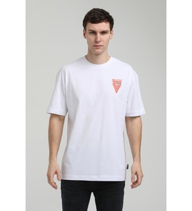 Bisiklet Yaka Beyaz Oversize Tişört 23SSM20337
