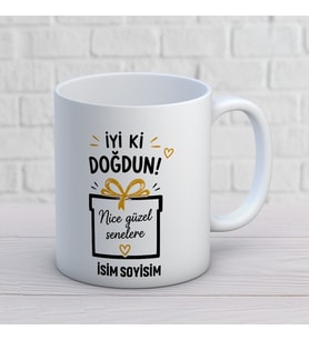 Kişiye Özel İyi Ki Doğdun Nice Güzel Senelere Baskılı Kupa – İsim Soyisim Yazılı Doğum Günü Hediyesi