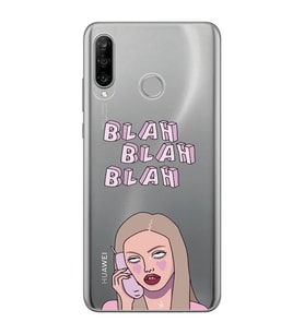 Huawei P30 Lite Uyumlu Blah Blah Blah Mean Girls Desenli Şeffaf Telefon Kılıfı