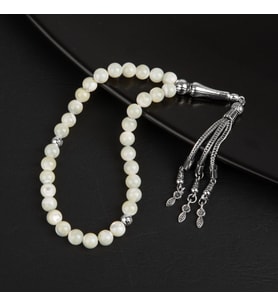 Sedef Doğal Taş Tesbih 33lük - 8mm (Çok Renkli)