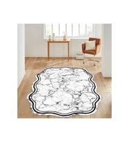 Eliana Home Baskılı, Yıkanabilir Kaymaz Taban Oval Halı LNA7037-HT794 100x150 cm (Beyaz)