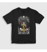 Presmono Unisex Çocuk Siyah Strongest Anime One Punch Man T-Shirt 240828tt