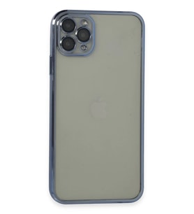 Newface Apple iPhone 11 Pro Max Kılıf Razer Lensli Silikon - Açık Mavi