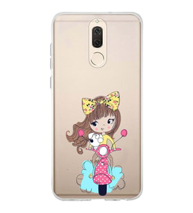 Huawei Mate 10 Lite Uyumlu Kapak Vespagirl Tasarımlı Şeffaf Silikon Kılıf