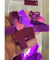 50 ADET MOR DELİKLİ LAZER KESİM ÇANTA PULU 4X2 CM
