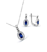 Mavi Taşlı Gümüş Minimal Set - S013602