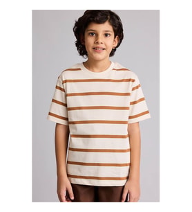 Defacto Çizgili Camel Erkek Çocuk T-Shirt D7864A8/BN301