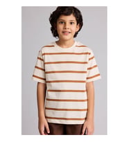 Defacto Çizgili Camel Erkek Çocuk T-Shirt D7864A8/BN301