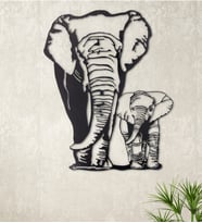 Gowpenart Büyük Ve Yavru Fil Ev&Ofis Metal Duvar Tablosu