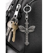 Gotik Kuru Kafa Butterfly Haç Figürlü Metal Anahtarlık Unisex