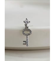 Kilit Anahtar Model Kıkırdak Piercing Tragus Helix Silver Gümüş ve Altın Gold Renk Küpe (Gümüş)