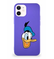 Apple iPhone 12 Mini Soft Premier Kapak Donald Duck-A Tasarımlı Silikon Kılıf - Mor (Şeffaf)
