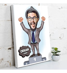 En Başarılı Erkek Karikatürlü Kanvas Tablo