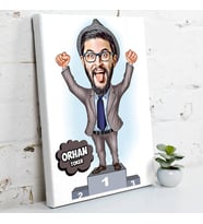 En Başarılı Erkek Karikatürlü Kanvas Tablo