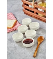 Bambum Zühre 6'lı Yuvarlak Porselen Kase - 6 cm (Beyaz)