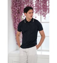 Slimfit Kolları Lastikli Likralı Desenli Polo Yaka Triko T-shirt